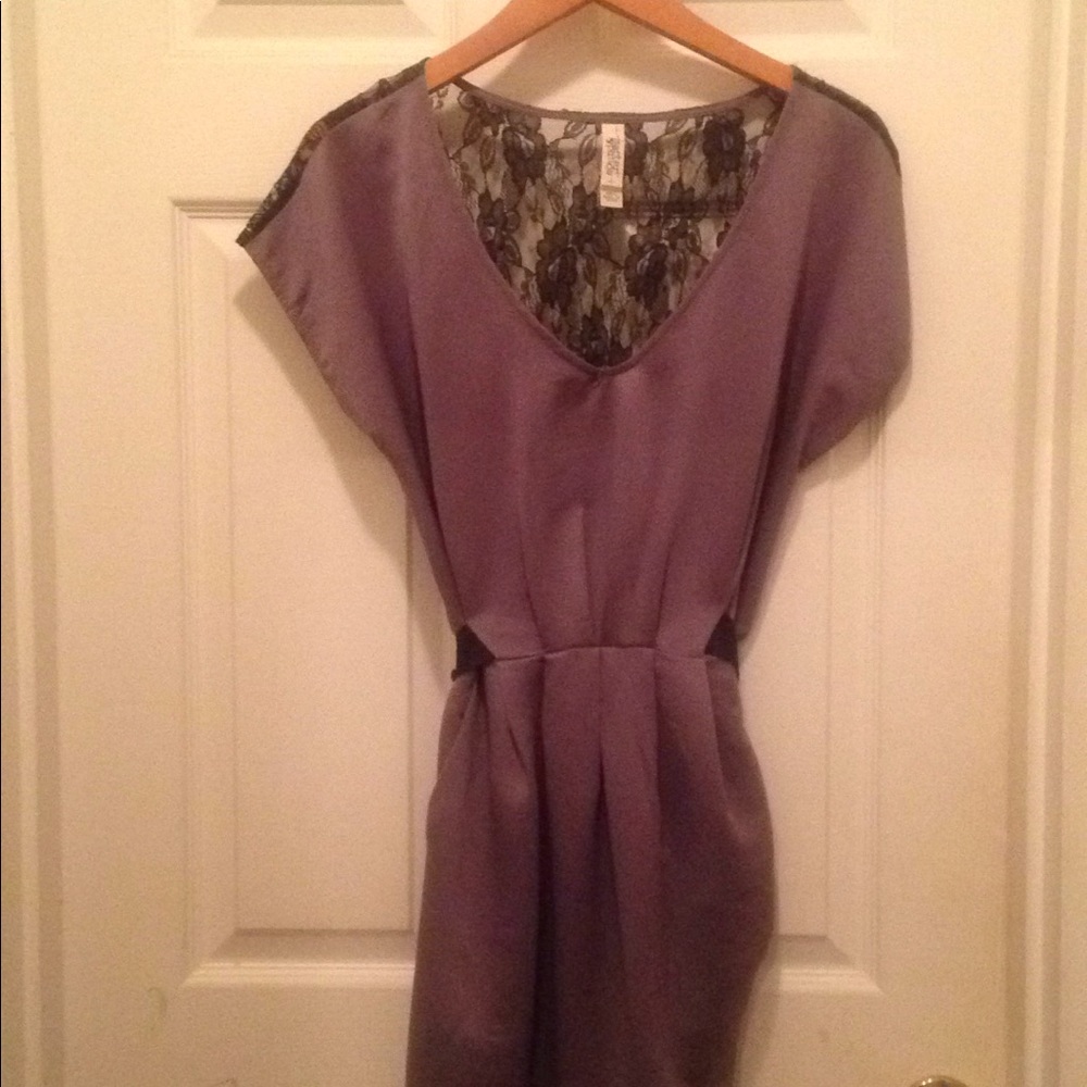 Lace back silky dress
